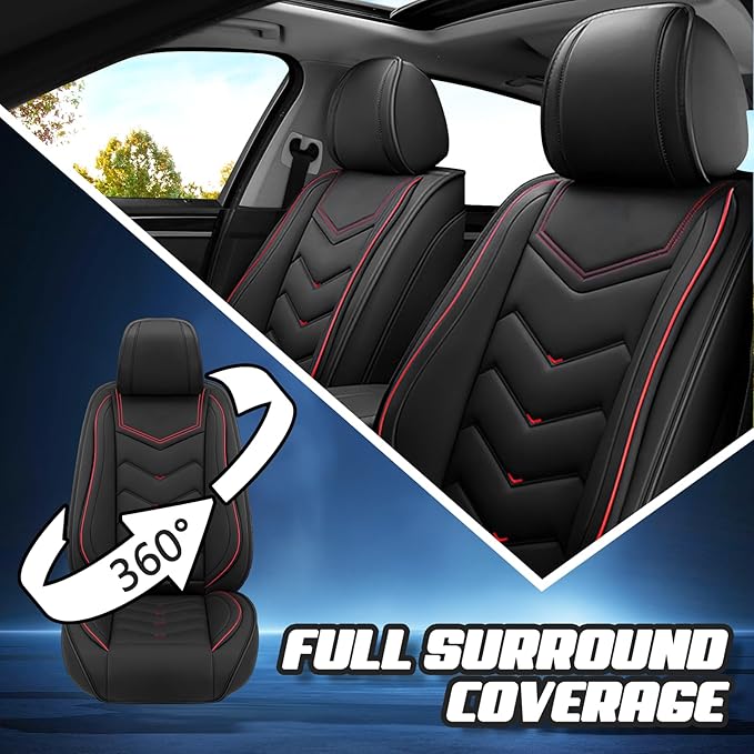 Car Seat Covers for VW Eos 2007-2016, Premium Nappa Leather Car Seat Cover, Stylish Sport Seat Covers， Automobile Seat Cover Sets.(Standard 2 Seats/Black)