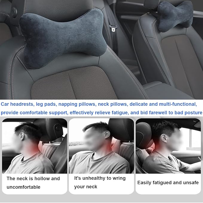 Car Neck Pillow(2 Pack), Softness Car Memory Headrest Pillow, Comfort Breathable Car Neck Support Pillow with Removable Cove for Relieve Fatigue Pain/Comfortable Ergonomic Design