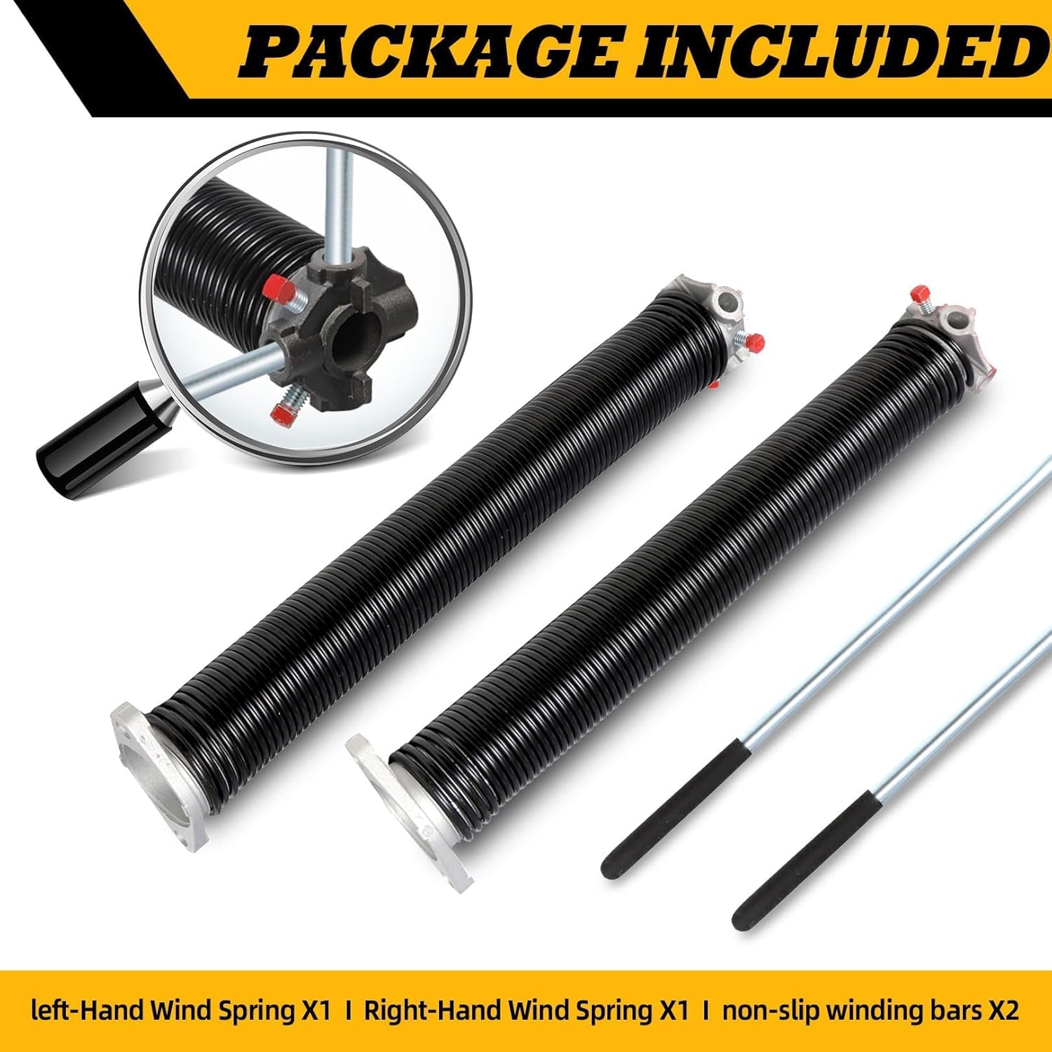 Pair of 2"Garage Door Torsion Springs Set with Non-Slip Winding Bars, Electrophoretic Coated (0.234X2"X27")
