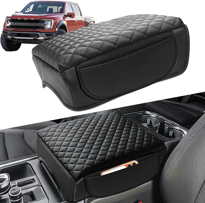 Armrest Cover for F150 (2021-2025) Center Console Cover, Thick Arm Rest Cushion, Funda para consola de coche, Vegan Leather, Armrest Protector , Bucket Seat Console Full Cover ), F150 Accessories