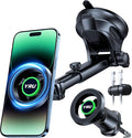 YRU [2026 Military-Grade] for Magsafe Car Mount [90+LBS Strong Suction] 360° Adjustable Magnetic Phone Holder for Car Dashboard Windshield Vent, Cradle for iPhone 17 16 15 14 13 12 Samsung, Black