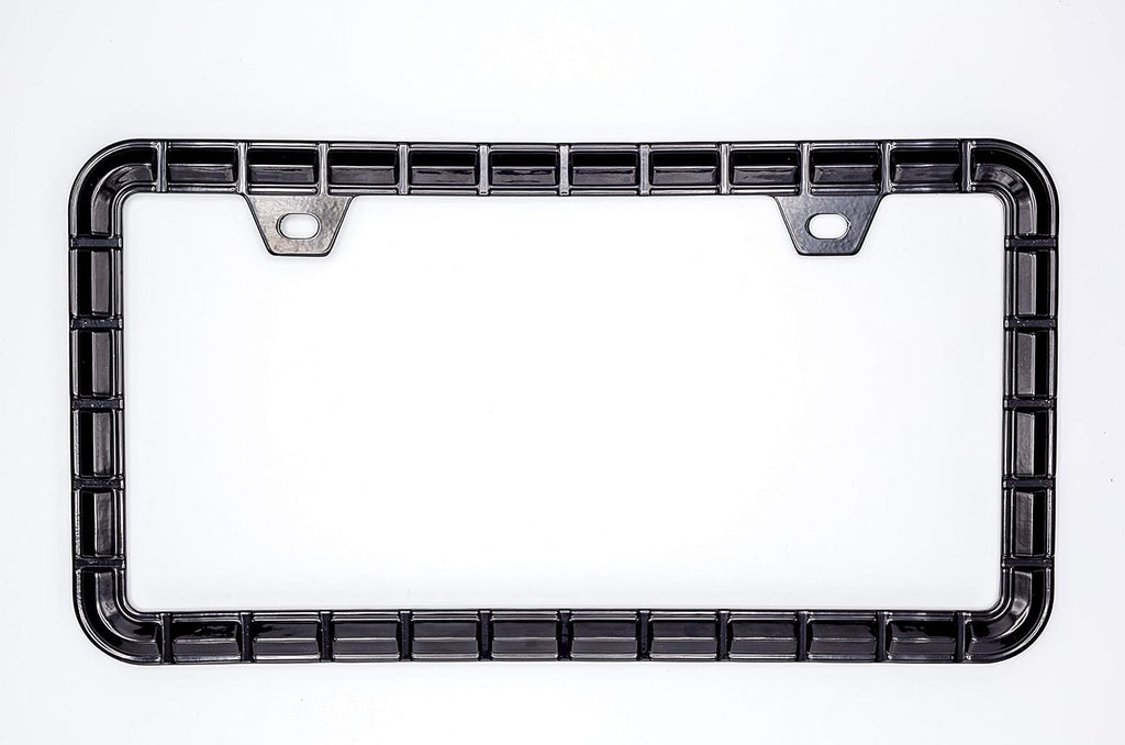 3D Chrome License Plate Frames, Pure Zinc Alloy Metal (Chain Pattern with Black Color)