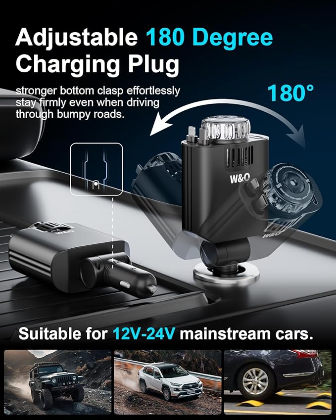 W & O Car Charger Fast Charger for iPhone17/16/15,69W Retractable car Charger with Aromatherapy and Starlight,5 in 1 Fast Car Charger with L/C Cables,Car Charger Adapter for iPhone,Android（Purple）