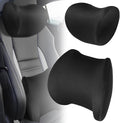Headrest Lumbar Support Cushion, Car Head and Waist Pillow with Detachable Zipper Cover, Memory Foam for Car Seat, Black