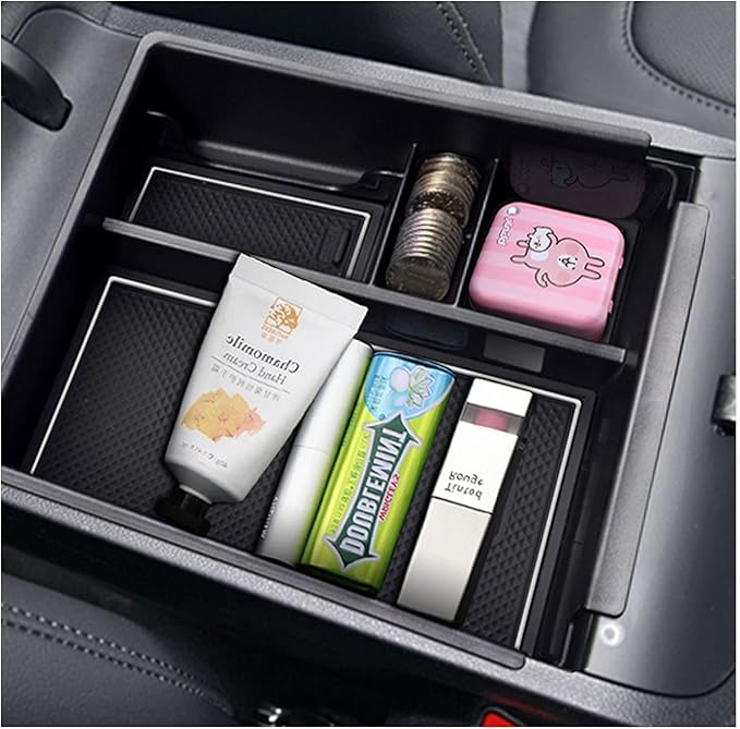SXCY 2023 2024 Tucson Center Console Organizer Tray for 2022-2024 Tucson NX4 Limited / 2022 2023 2024 Santa Cruz Accessories 2024 Tucson Console Organizer Armrest Console Insert Box (White Mats)