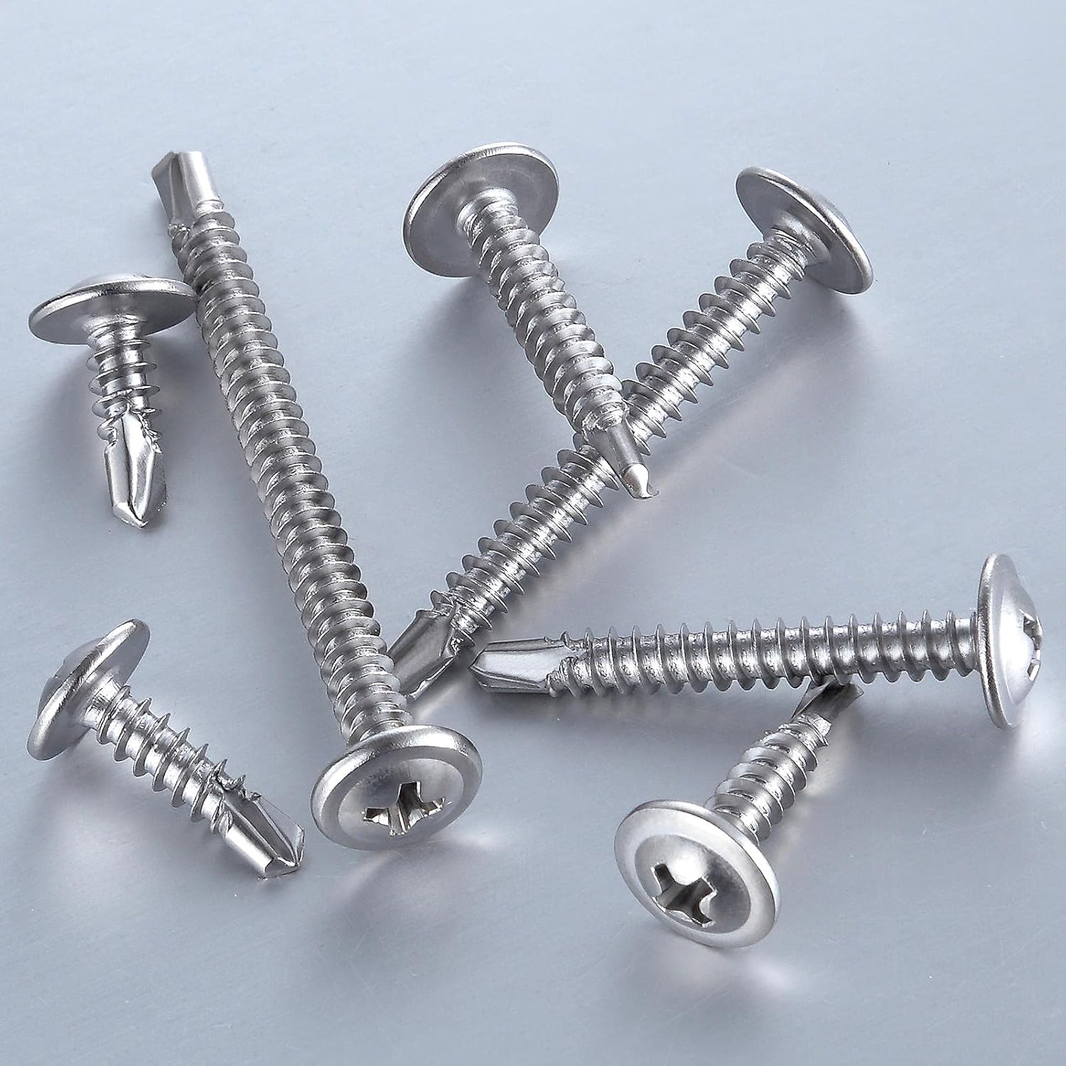 Wensilon（300pcs）#8×5/8”for Sheet Metal Self-Tapping Screws 410 Stainless Steel Truss Head High-Strength Quick Tapping Screws