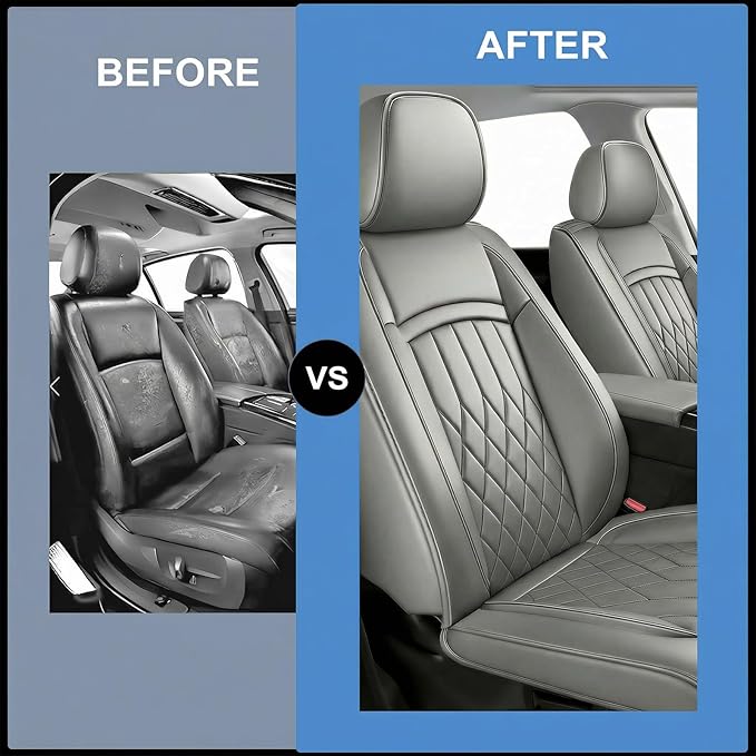 Fit TLX Car Seat Covers for Acura TLX 2014-2026 - Premium Leather, Waterproof, All-Weather, Airbag Compatible, Breathable, Easy Install, Seat Protectors, Only 2 Front seat Covers, Gray