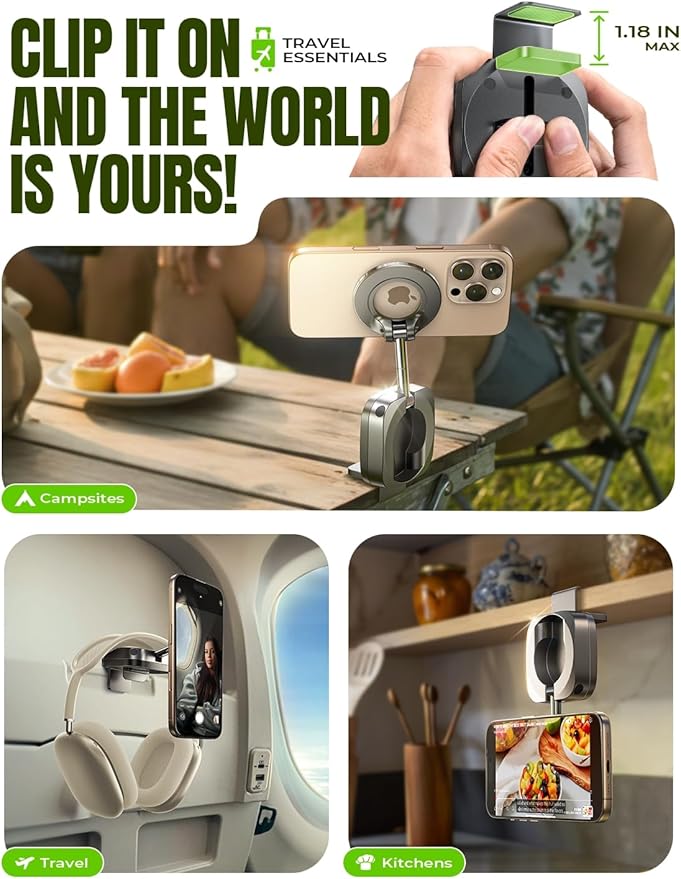 LISEN Airplane Travel Essentials for Women Men Phone Holder Cruise Must Haves International Europe Essentials Travel Size MagSafe Phone Accessories Airplane Gadgets Men Long Flight Mother's Day