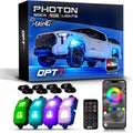 OPT7 Photon RGB LED Magnet Rock Lights with APP & Remote Control, 4 Red Pods Wide Angle Multicolor Neon Underglow Lighting Kit with Extension Wire, IP68 Waterproof for Offroad Truck Jeep RZR ATV UTV