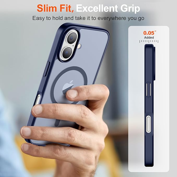 SUPFINE Magnetic for iPhone 17 Case (Compatible with MagSafe)(Military Grade Drop Protection) Translucent Matte Shockproof with Anti-Fingerprint Phone Cover 2025,Navy Blue