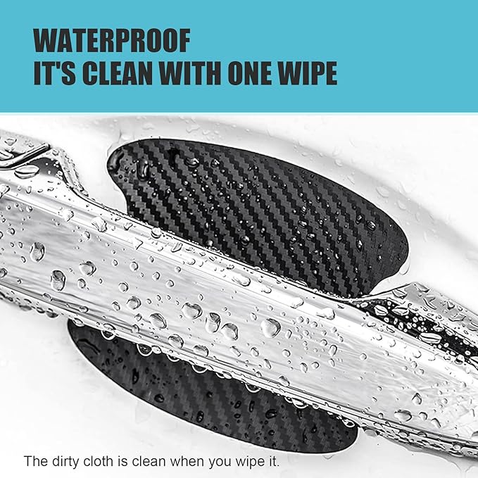 MLY 8 PCS Car Door Handle Protector, Carbon Fiber 3D Traceless Door Scratch Protector, Anti-Scratch Handle Bowl Covers Sticker, Universal for Most Vehicles (Black)