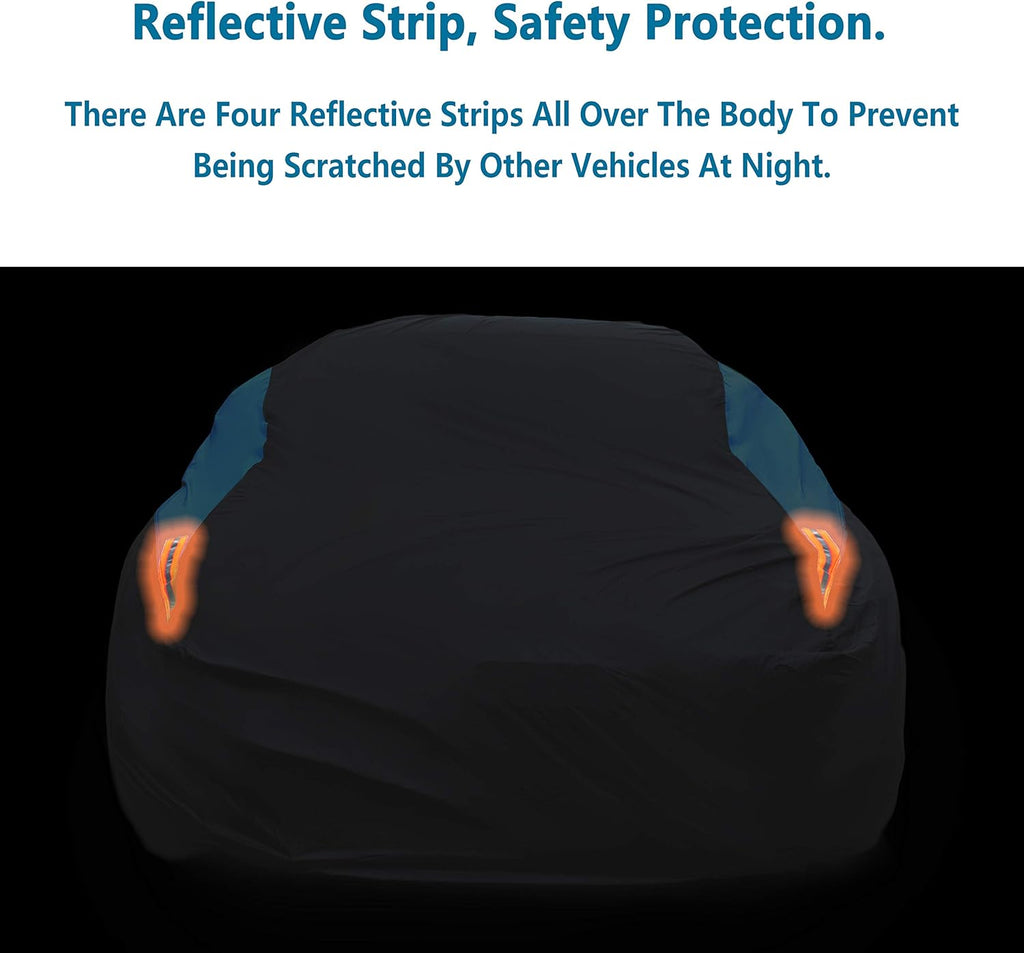 MORNYRAY Compatible with Jeep Wrangler 4 Door, Waterproof Car Cover All Weather Snowproof UV Protection Windproof Outdoor Full car Cover, Universal Fit for (Wrangler 4Door, Blue)