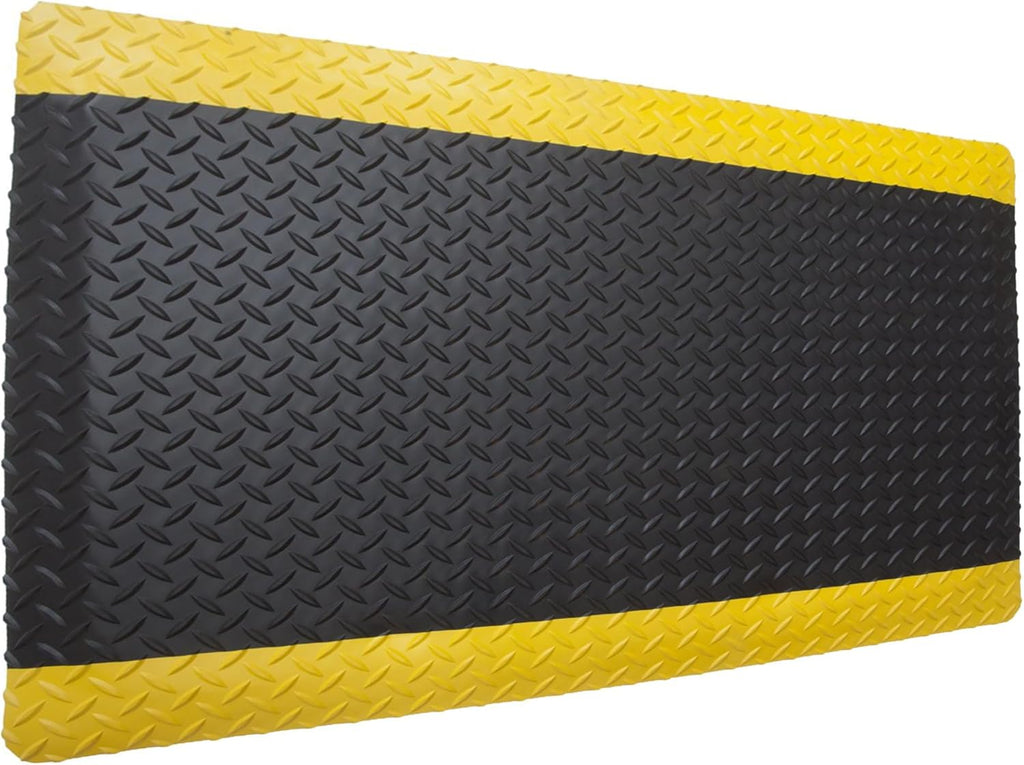 Rhino Mats, American Classic Diamond Anti-Fatigue Mats, Industrial Ergonomic Comfort Standing Mat for Work, Home, Garage, Office, Kitchen or Anywhere (Black/Yellow 1" Thick, 2 FT. x 2 FT.)