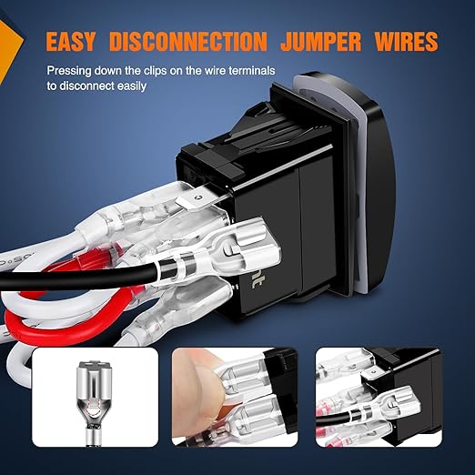 Nilight Turn Signal Switch Green 4Pin ON Off ON Rocker Switch Laser Etched SPDT Toggle Switches 12V 20A 24V 10A Jumper Wires for Cars RVs Boats Campers Trailers