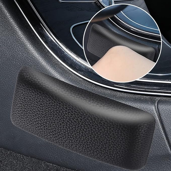 2pcs Car Arm Rest Elbow Pads, Auto Center Console Knee Cushion Adjustable Height Soft Leather Pad Knee Support Pad with Memory Foam for Universal Car Interior Accessories(Black)
