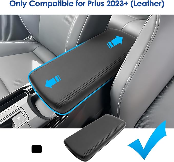 2023 2024 2025 2026 Prius Center Console Cover for Toyota Prius (LE/XLE/Limited/Nightshade Edition), Waterproof&Comfy Leather Armrest Cover 2026 2025 Prius Accessories (Leather)