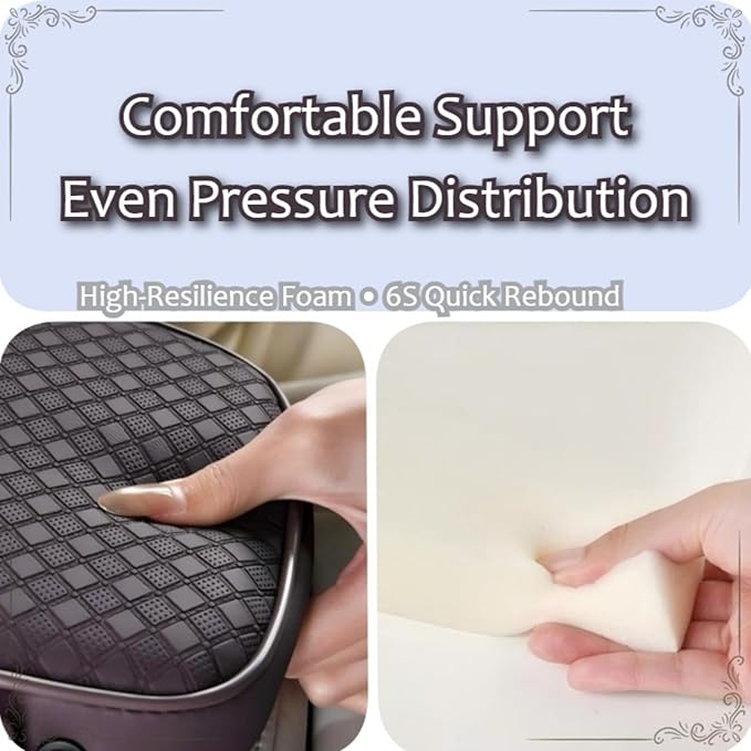 2026 Enhanced Car Center Console Armrest Cushion with USB& Type-C Charging, PU Leather Console Pad with Cup Holders, Storage& Tissue Outlet for Most Vehicles (Flat Version, Beige)