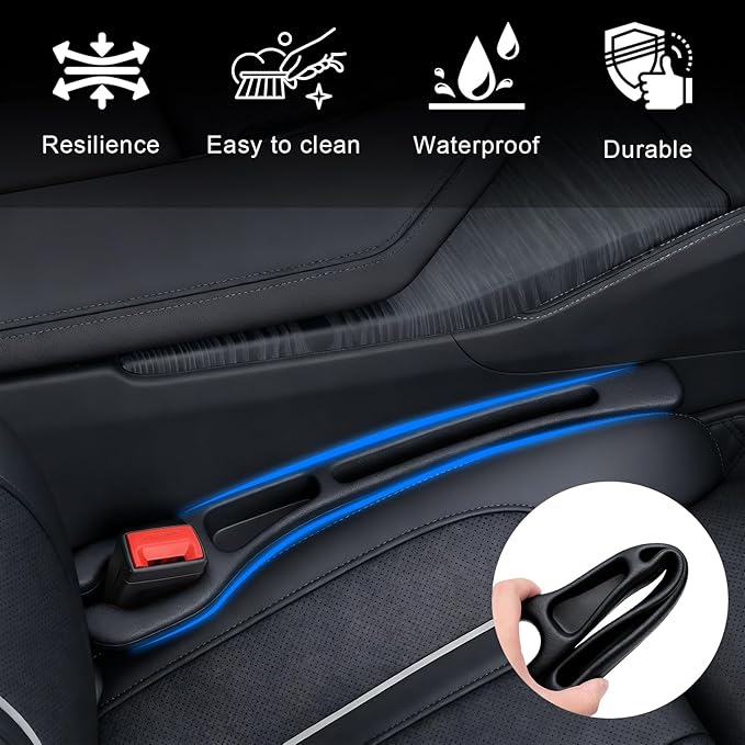 Car Seat Gap Filler Organizer 2 PCS Black Universal Seat Gap Plug Blocker Anti-Drop Console Catcher Phone Keys Storage for Car Truck SUV Auto Accessories Style3