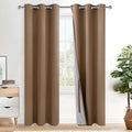 XWZO 100% Blackout Curtain Panels - Thermal Insulated Black Liner Curtains, Noise Reducing and Heat Blocking Drapes for Hall and Studio Windows with Tiebacks, Cappuccino, W42 x L84, Set of 2