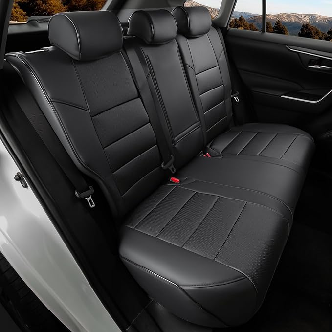 Custom Fit RAV4 Seat Cover for Toyota RAV4 2019 2020 2021 2022 2023 2024 2025 Prime&Hybrid SE/XSE,Faux Leather,2-Row Full Set,(Black)