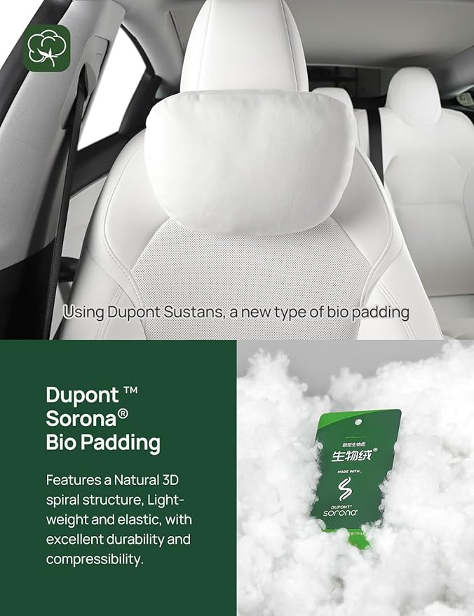 TPARTS Headrest Neck Pillow for Tesla Model 3/Y/X/S, Soft Faux Suede Fabric Car Neck Support Pillow Cushion for Traveling (Filled with Dupont Sorona Fiber)-1pc White