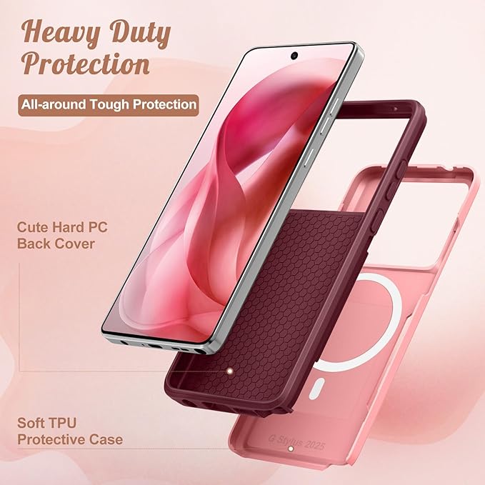 for Moto G Stylus 2025 Case - Compatible with MagSafe Women Cute Girls Magnetic Phone Cover Girly Pretty Floral Flower Heavy Duty Shockproof Design for Motorola Moto G Stylus 5G 2025 Cases