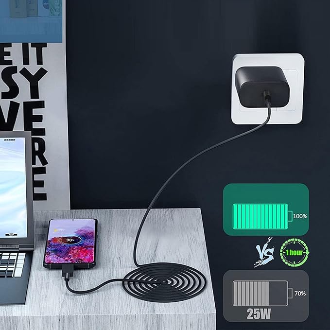 45W Fast Charger, USB C Port Adapter, Wall-Mounted Cube Charging Block.Type-c Mobile Phone Charger with C to C Cable is Suitable for Samsung S25/S24/S23/S22/S21, Galaxy, and More. (Black, 4-pack-45w)