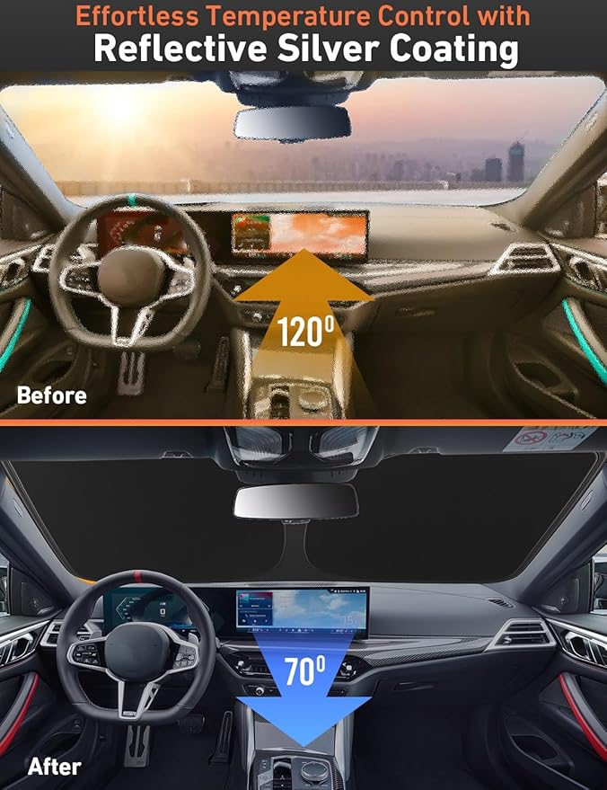 EcoNour Windshield Sunshade for Toyota Corolla 2014-2017 2018 2019 L, LE (Eco/Plus), S, SE, XLE, XSE Sun Visor for Front Windshield & Window Sun Shade Cover, UV Heat Protector, Car Accessories
