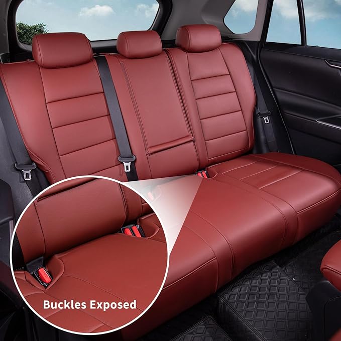 coverdream 2026 Rav4 Seat Covers Custom Fit for 2026 Toyota Rav4 Hybrid (SE,XSE) & PHEV GR Sport SUV,Full Set Luxury Waterproof Leather Car Seat Protector Wine Red