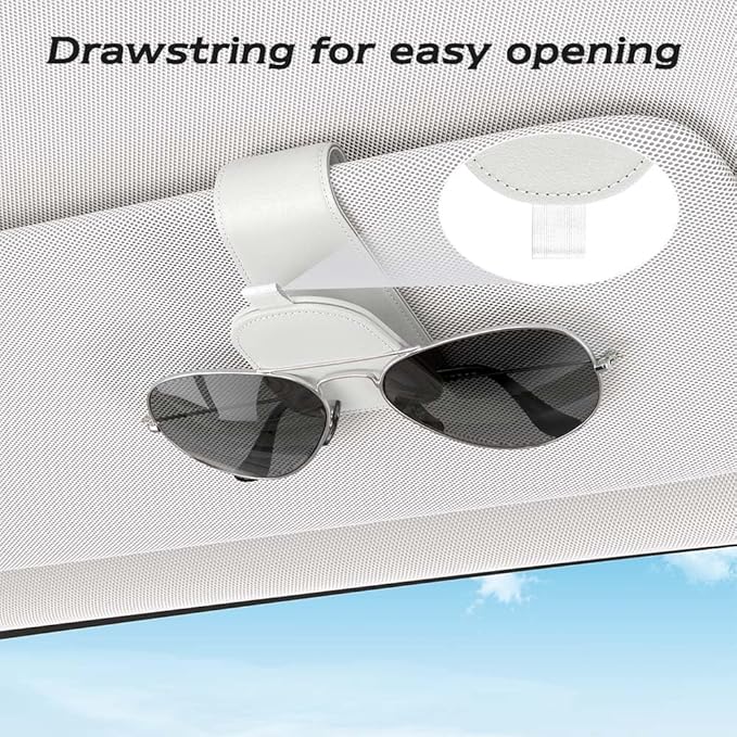 Sotfamily Sunglass Holder for Car Visor, Suede Cloth Magnetic Sunglass Organizer for Car Accessories, 2 Packs, White