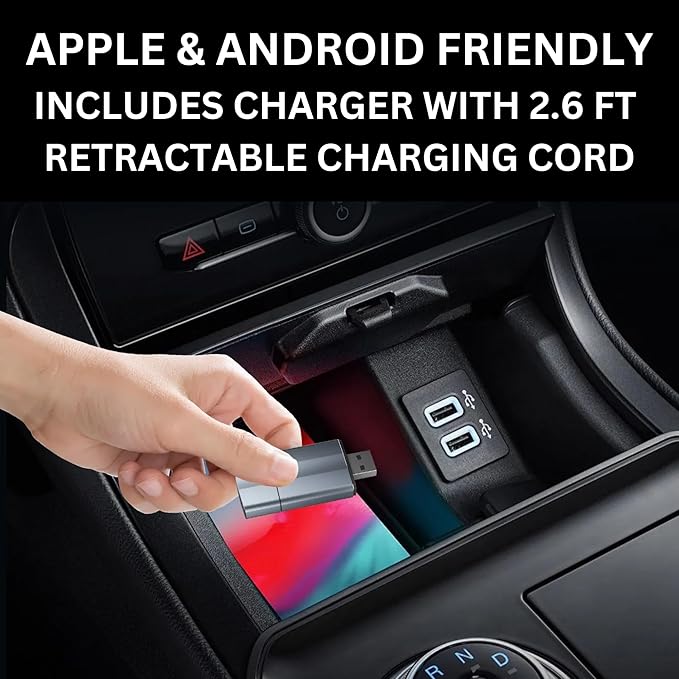 Wireless Car Play Adapter - Convert Wired to Wireless for iPhone & Android | Car Play for Vehicles 2017+ | Bluetooth Connection | Hands-Free Control | Charger with 2.6 ft. Retractable Charging Cord
