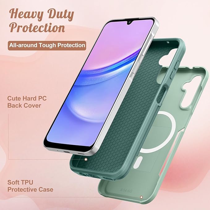 for Samsung Galaxy A14 5G Phone Case - Compatible with MagSafe Women Girls Cute Magnetic Protective Cover Kawaii Girly Butterfly Heavy Duty Shockproof Design for Samsung Galaxy A14 5G Cases