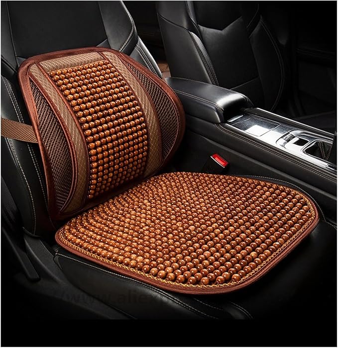 TOMSE Car Seat Chair Back Cushion for BMW X3 G01 2019 2020 2021 2022 2023 2024, Wooden Beads Ventilate Mesh Lumbar Brace Strong Durable Relieve Fatigue Summer Interior Accessories,B-Seat pad