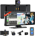 10.26" HD Carplay Screen for Car Stereo, 4K Dash Cam Wireless Portable Touch Screen Car Play with Apple Carplay & Android Auto with 1080P Back Up Camera, Bluetooth, Mirror Link, GPS, AUX+64GB