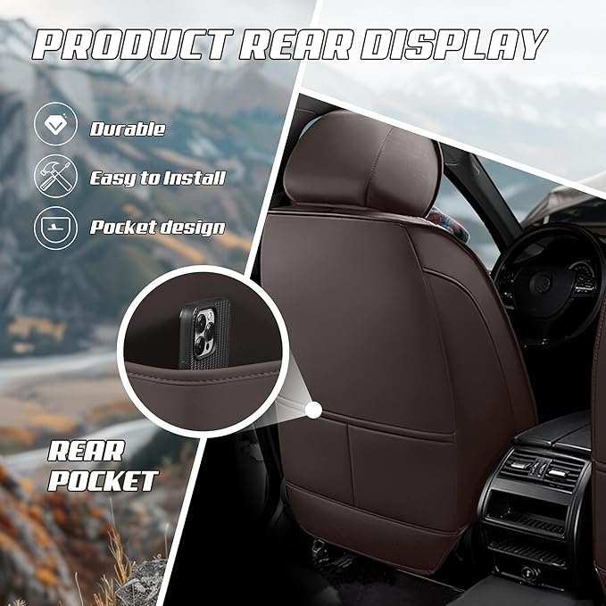 Car Seat Covers Fit for Infiniti g37 2000-2026, Stylish Sport Seat Covers, Waterproof Wear-Resistant Premium Nappa Leather Car Seat Cover.(Full Set with Pillow/Coffee Color)
