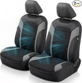 GIANT PANDA Air Cool Mesh Car Seat Cover Custom Fit Subaru Outback Forester Crosstrek Legacy Impreza,Breathable Cooling Seat Protector with Leather Back Pannel(Black+Gray)