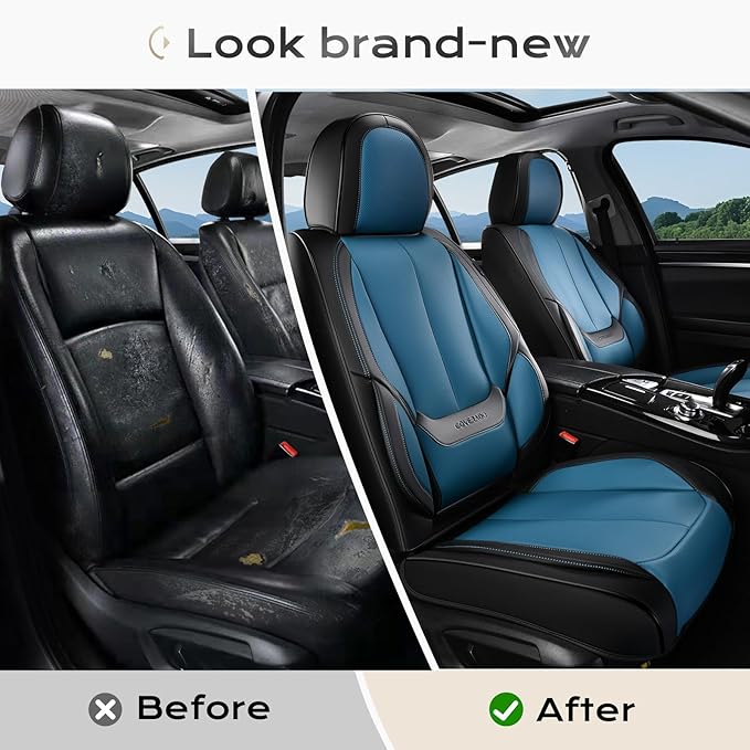 Coverado Seat Covers, Car Seat Covers Front Seats, Car Seat Cover, Car Seat Protector Waterproof, Car Seat Cushion Nappa Leather, Seat Covers Carseat Cover Universal Fit for Most Cars