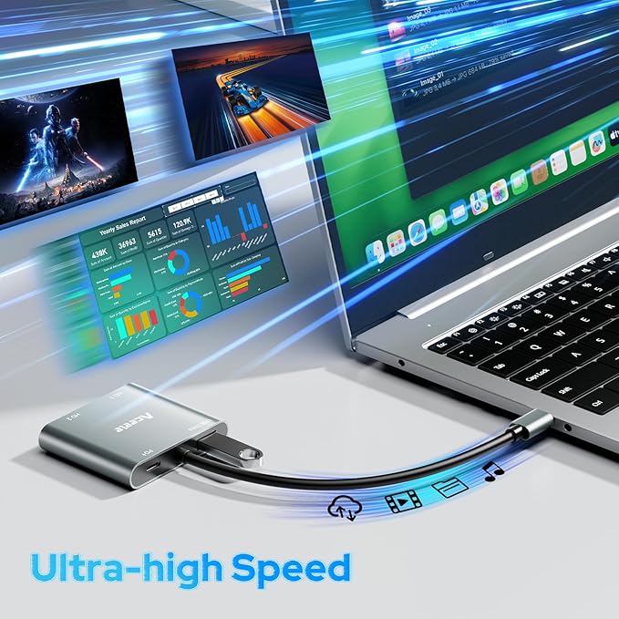 USB C to Dual HDMI Adapter 4K@60Hz, 4 in 1 Type-C Digital AV Multiport Adapter with 100W PD Fast Charge & USB-A Port, USB-C Hub for iPhone/MacBook Pro Air/iPad/Chromebook/Surface/Samsung and More