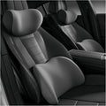 Car Lumbar Support Pillow and Car Neck Pillow Kit for Jaguar XJ 2000-2020 2021 2022 2023 2024 2025 2026, Car Seat Neck Back Rest Pillows, Ergonomic Car Seat Headrest & Lumbar Cushion,B Grey
