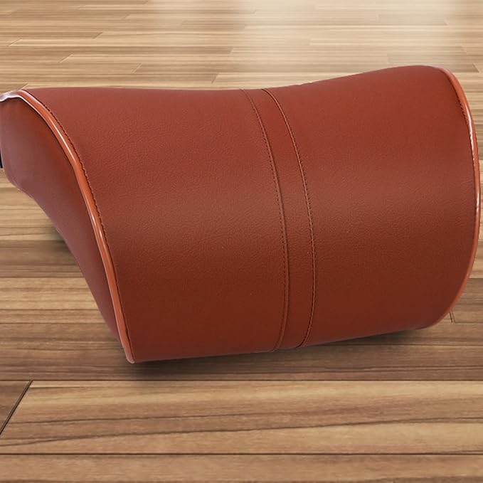 Car Seat Lumbar Support Pillow Neck Pillow Headrest Head Support Back Cushion Pad Soft Memory Foam Artificial Leather for Car Home Office Chairs Lower Back Pain Relief Corrects Posture Brown