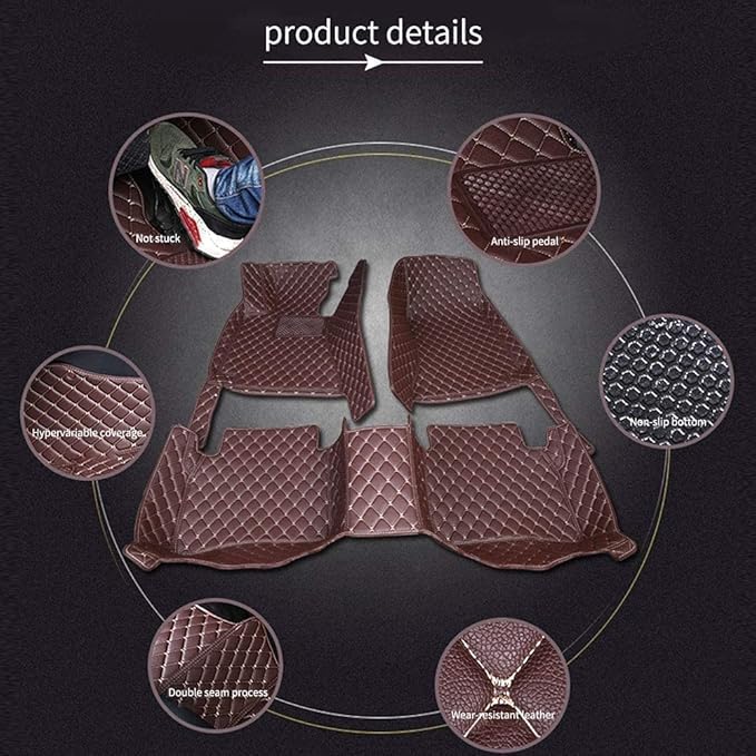 Custom Car Floor Mats for 96% Sedan SUV Sports Car Protection Full Coverage Pads Anti-Slip Leather Floor Lining All Weather Car Floor Mats (Pink)