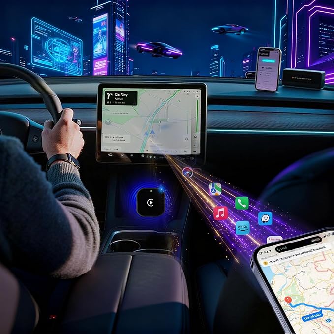 2026 Upgraded Wireless CarPlay Adapter - Fast Auto-Connect, Stable Connection, Mini Size Plug & Play Adapter for iPhone & Android Auto Compatible Cars