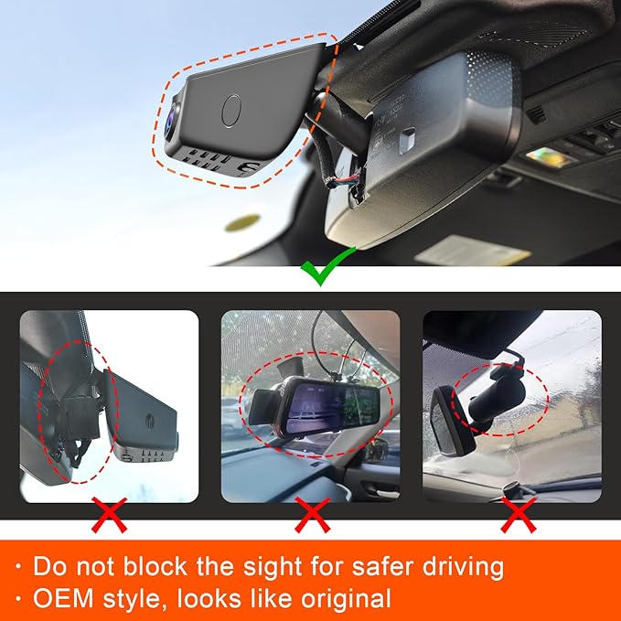 Mangoal 4K Dash Cam for Ford Explorer U625 2020 2021 2022 2023 2024, Base XLT ST_Line Limited Timberline Platinum King Ran(Model A), UHD 2160P Video, WiFi & App, Loop Recording, 64GB Card