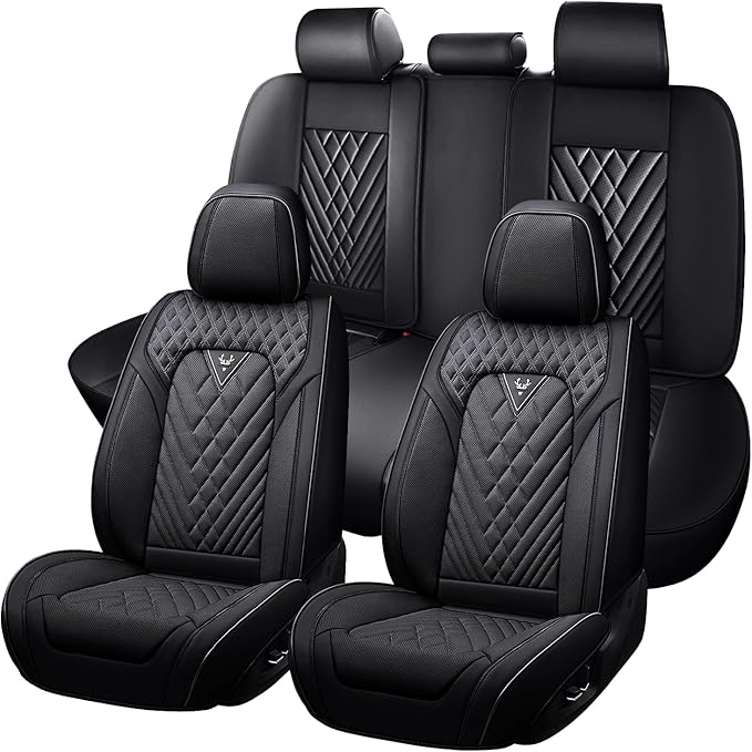 Truck Seat Covers for Ram 2500 2009-2026, Waterproof Premium Leather Full Coverage Car Seat Covers, Muscle Sport Style Auto Interior Seat Cover Sets (Full Set/Black)