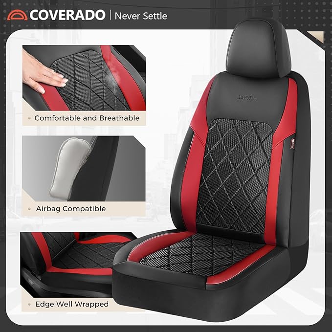 Coverado Car Seat Covers, Seat Covers Full Set, 5 Seats Automotive Seat Cover, Mesh Breathable Seat Protectors, Universal Fit for Most Cars