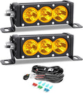 Willpower 2-Piece 6 Inch Single Row Amber LED Light Bar 30W Off-Road Light Bar Flood Beam LED Work Light Truck UTV 4x4 Cars SUVs ATVs Boats Fog Driving Light with Wiring Harness Kit