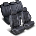 Coverland Custom Fit Car Seat Covers for SUV Compatible with [Jeep Grand Cherokee, Grand Cherokee 4xe] Premium Water Resistant Leather Non-Slip Interior Protector [Full Set Black - Size Chart X74]