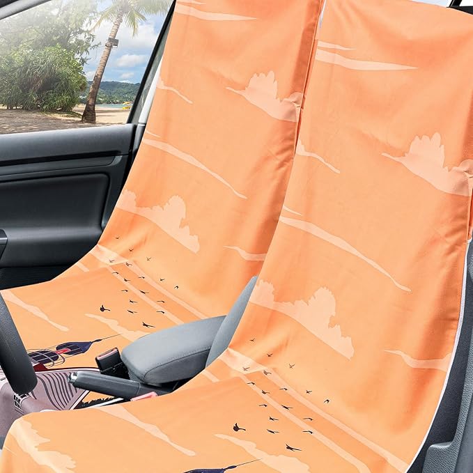 1 Pack Car Seat Towel Covers with Storage Bag 63 x 32 Inch Athletic Running Towel Seat Sweat Washable Non Slip Cover Gift for Car Outdoor Sport Activities (Mount Desert Island)