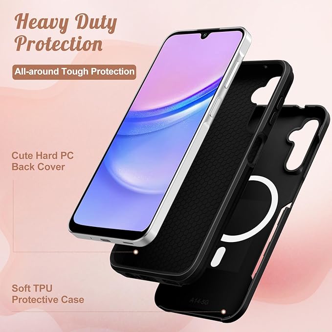 for Samsung Galaxy A14 5G Phone Case - Compatible with MagSafe Women Girls Cute Magnetic Protective Cover Girly Mushroom Flower Heavy Duty Shockproof Design for Samsung Galaxy A14 5G Cases