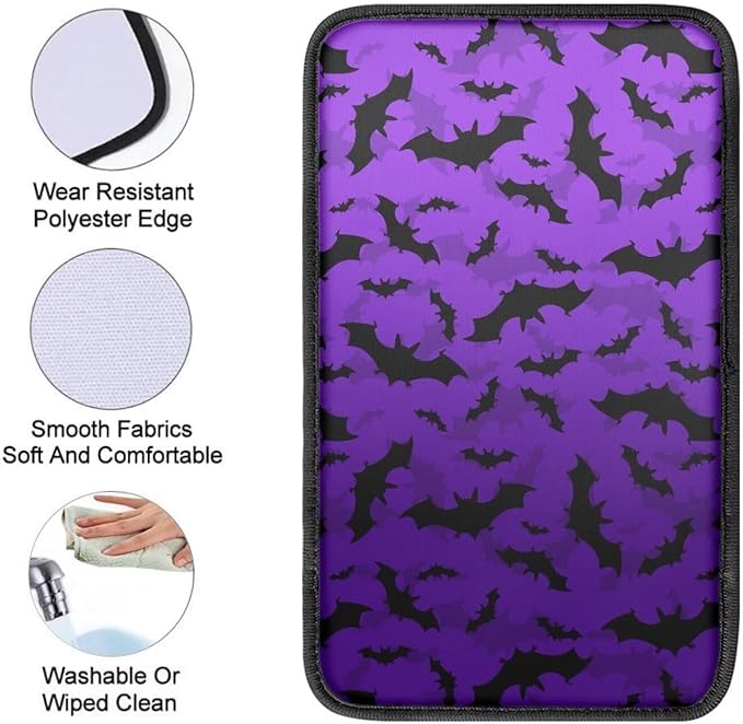 Purple Bat Vehicle Armrest Covers Armrest Seat Box Cover Protector Middle Storage Organizer Pad Aesthetic Interior Decor